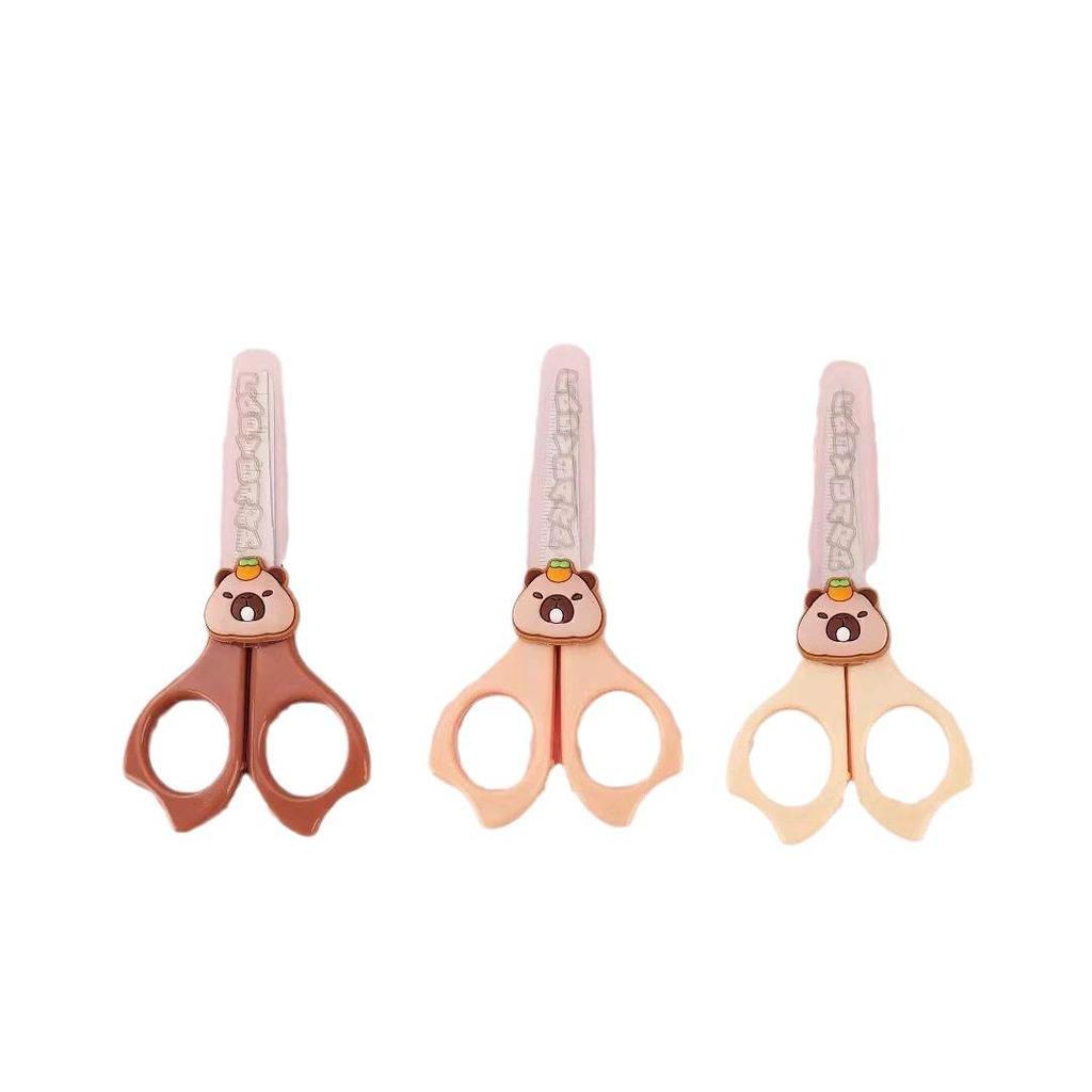 Capybara Cartoon Student Scissors - Cute Guinea Pig-Shaped Kids' Stationery for Paper Cutting