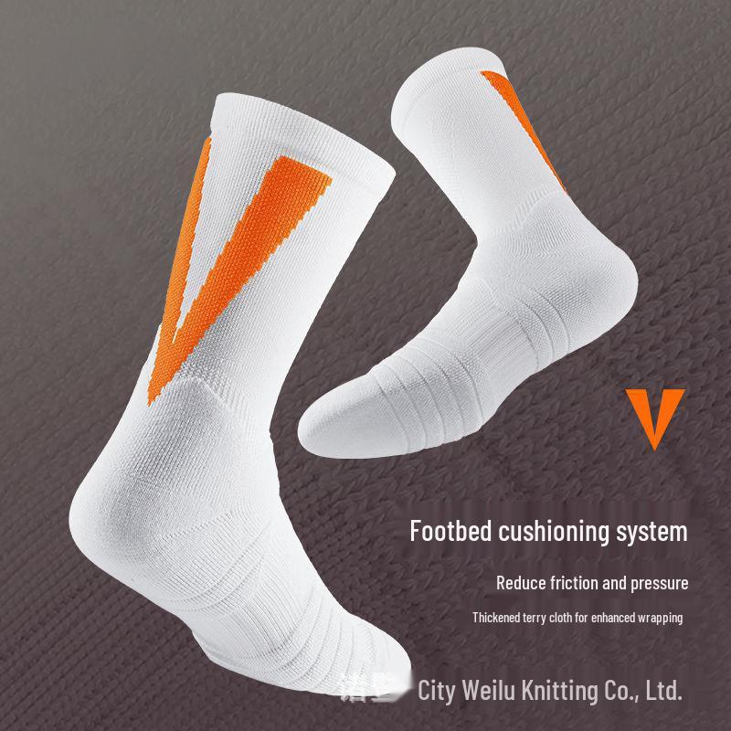 Men's Elite Basketball Socks: Long Tube, CBA Player Edition, High Tube, Terry Bottom, Sport/Casual.