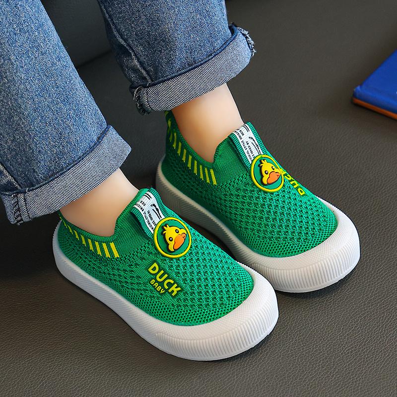 Spring and Autumn Children's Breathable Mesh Shoes, Non-Slip Fly-Knit Shoes, Soft-Soled Baby Shoes, Slip-On Casual Shoes