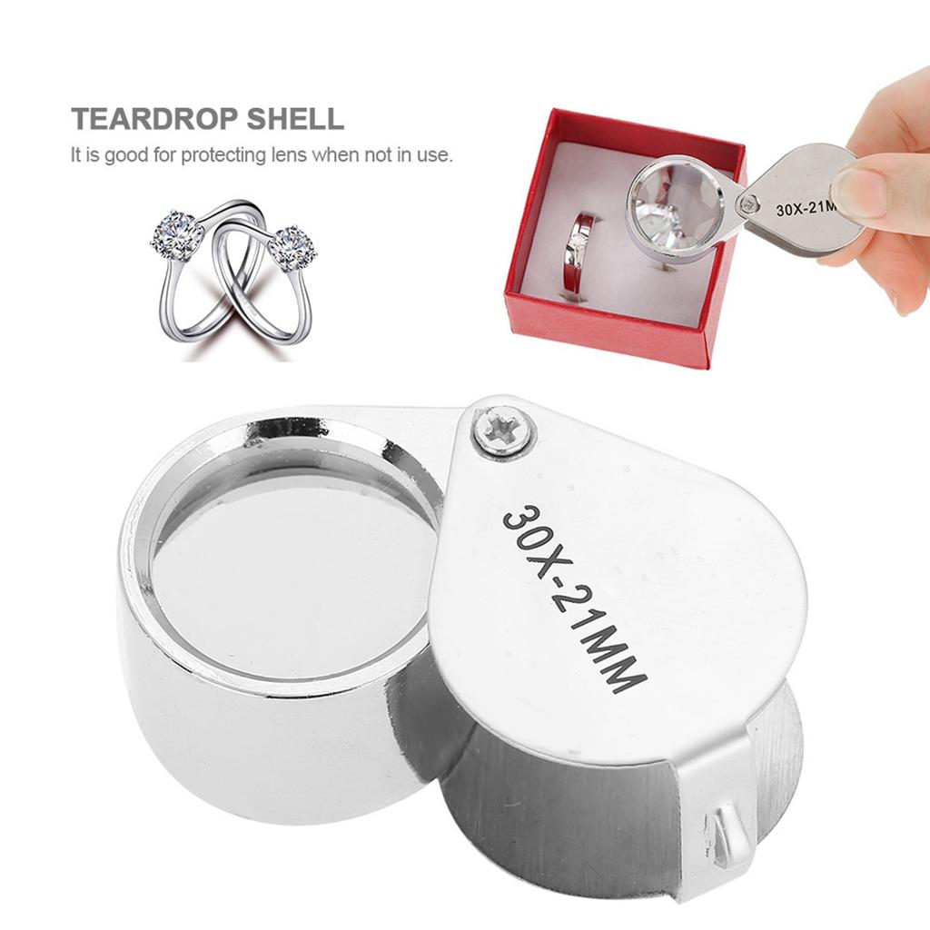 30X Portable Magnifier Folding Pocket Loupe with for Jewelry Checking Reading