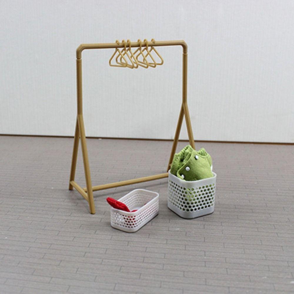 Display Stand Miniature Hangers 1/12 Scale Dollhouse Clothing Rack Doll Clothes Rack  Kid Toy