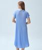 Waiowai Mini Collar Short Sleeve Pleated Long Dress_2 Colors