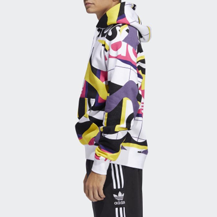 Adidas Originals Trefoil Catalog All-Over Print Hoodie Men Tops White FM1566