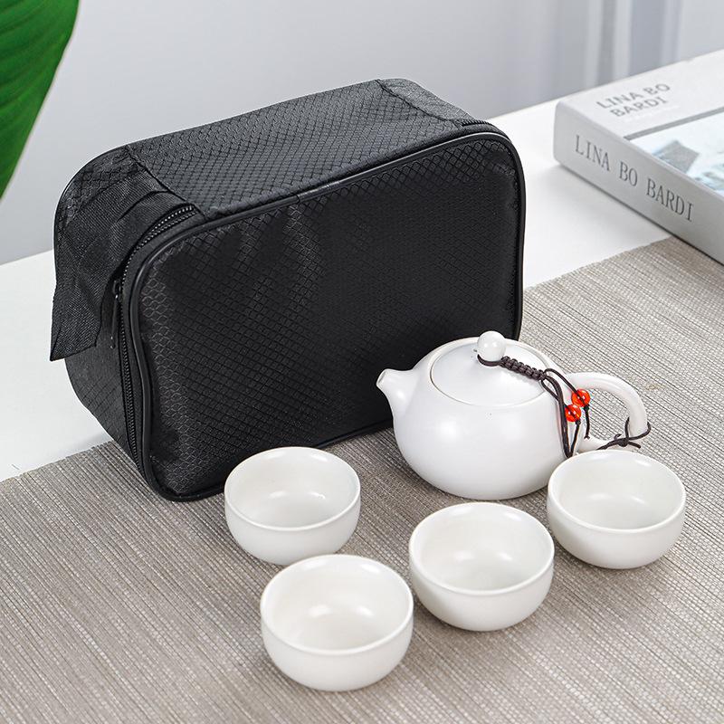 Traditional Chinese Kung Fu Ceramic Tea Set Travel Portable Teacup Teapot Camping Outdoor Teaware Gift for Tea Enthusiasts 2025