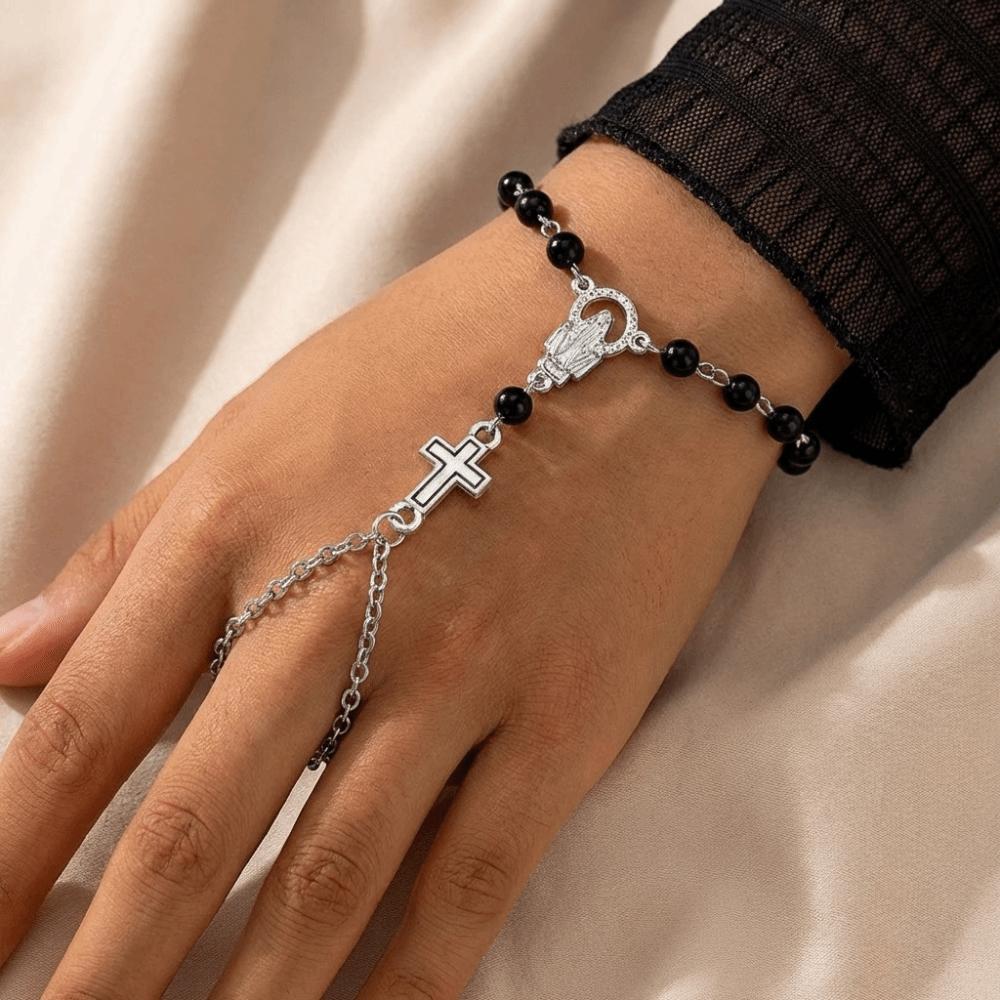 Cross Pendant Christian Jewelry Imitation Pearl Beaded Catholic Prayer Accessory Spiritual Wear