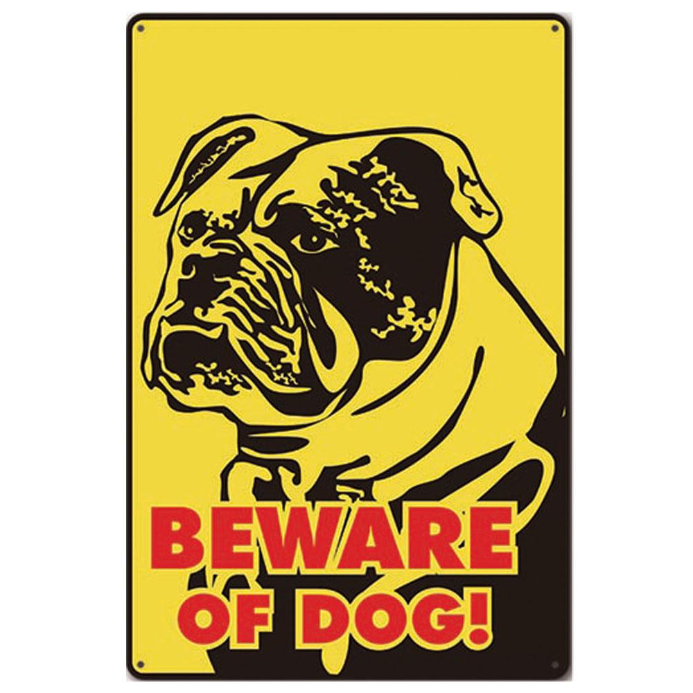 Beware of Dog Vintage Metal Tin Signs Poster  Warning Dog Retro Plaque Wall Decoration