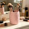 Relief Floral Makeup Brush Holder, Easy Ins Style Desktop Pen Holder, Bedroom Vanity Beauty Tool Storage Box