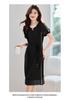 Elegant and Sophisticated Summer New Contrasting Color Waist Slimming Short Sleeved Casual Western-style Mid Length Dress Mid Length Skirt