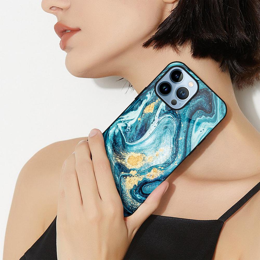 Kunst Marmor Mode Telefon Fall Für Iphone 14 13 11 12 Pro Max Mini Xs Xr X 7 8 6s Plus Se 2022 Gehärtetem Glas Abdeckung Stoßstange Fundas