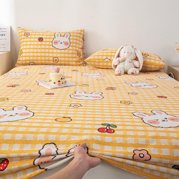 

2025 new old coarse cloth printed fitted sheet pure cotton 1 pcsfitted sheet protective cover dust cover non-slip fitted sheet 150x200cm 1pcs