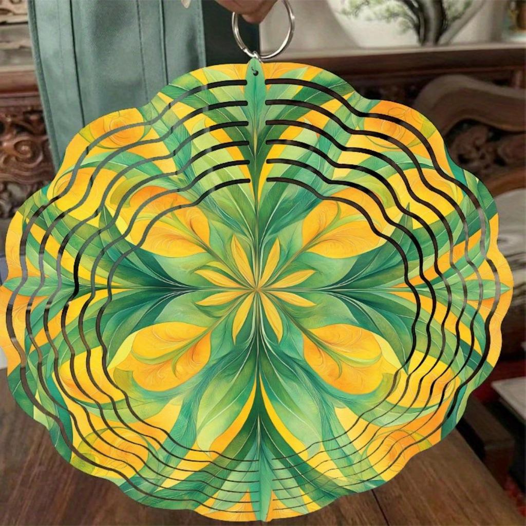 10 Inch Metal Wind Spinner with 360 Degree Hook Vibrant Leaf Design for Garden Balcony Outdoor Decor All Season Hanging Ornament