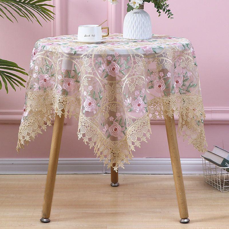 

Круглая скатерть кружевная скатерть для чайного столика, прямоугольная скатерть для обеденного стола, квадратная скатерть, вышивка пряжей, покрывало для прикроватной тумбочки, многоцелевое покрывало 90*90