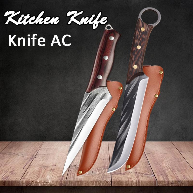 Professional Kitchen Boning Knife Stainless Steel Meat Cutting Butcher Knife Wood Handle Multifunctional BBQ Knives with Cover