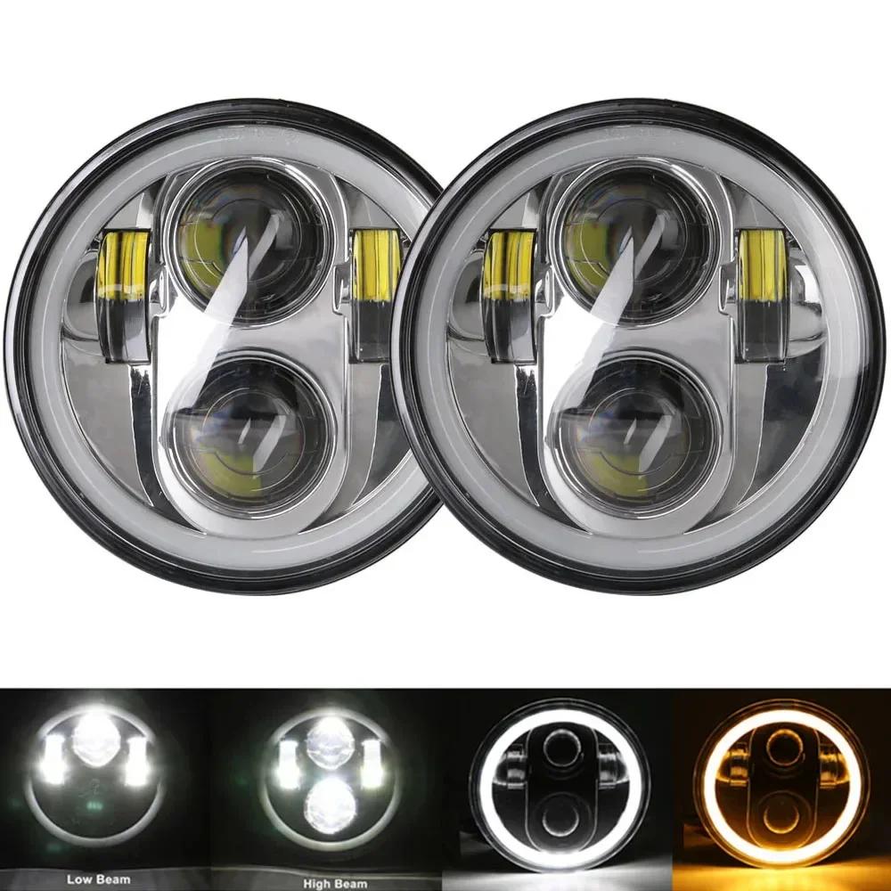 2PCS 5.75 Inch LED Headlight Projector for Triumph Rocket Iii 3 & Speed Triple & Street Triple 5 3/4" Headlamp For Iron 883 Dyna