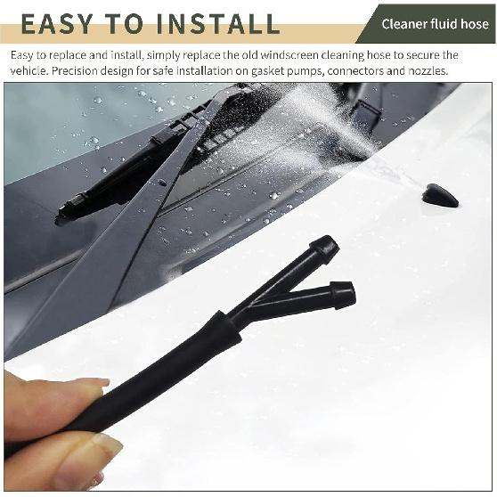 Tesnaao 30 PCS Car Windshield Washer Hose Kit, 13.1Ft Washer Fluid Hose & T-type Y-type I-type Hose Connector, Connect Water Pump and Nozzle Mounting