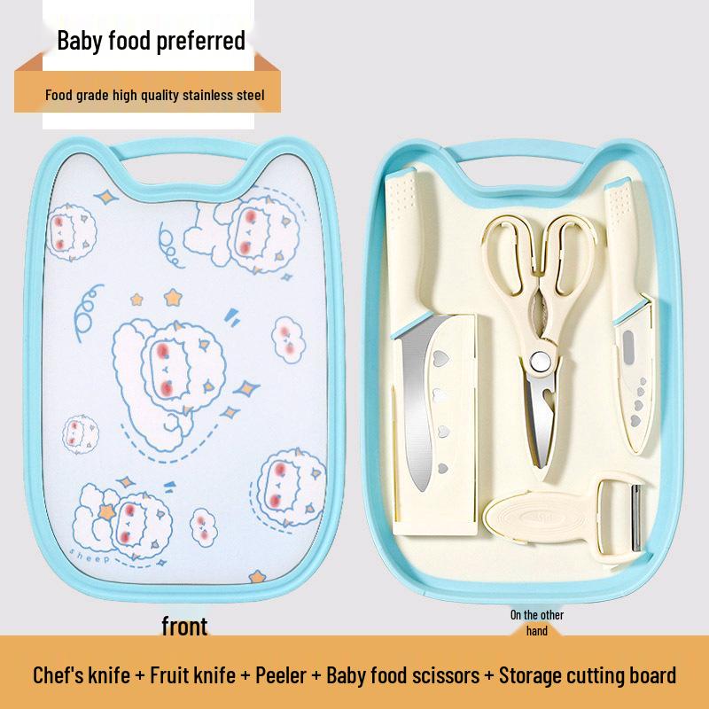 Baby Food Prep Set: Chef's Knife, Cutting Board, Multi-Functional Tools, 5-Piece Combo