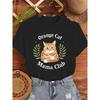 Womens Vintage Cat Star Print T Shirt Orange Tabby Kitten Paw Prints Branches Round Neck Short Sleeve Machine Washable Non See Through Fabric