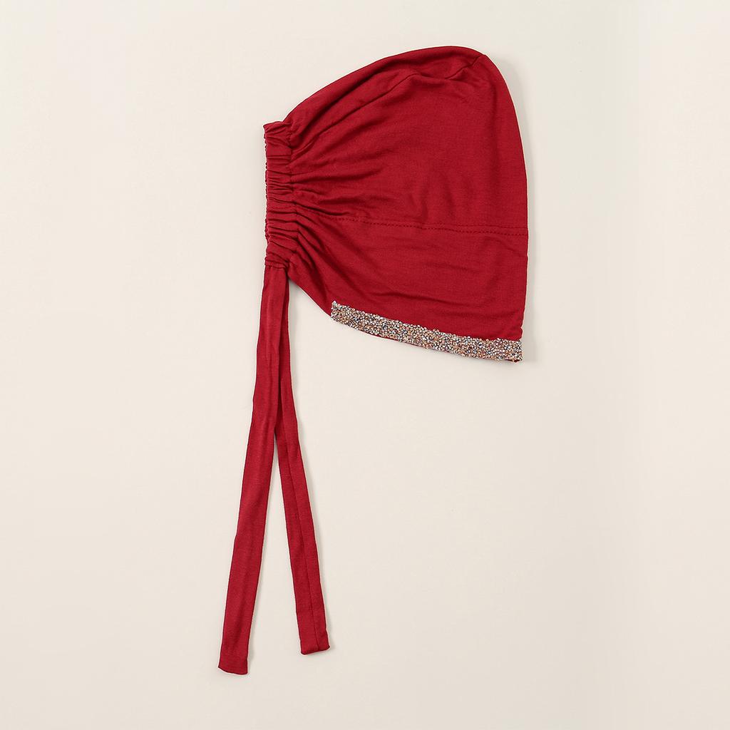 Shiny Rhinestone Hijab Muslim Inner Hijab Elastic Women Plain Solid Color Turban Undercaps Premium Soft Jersey Hijab Headband