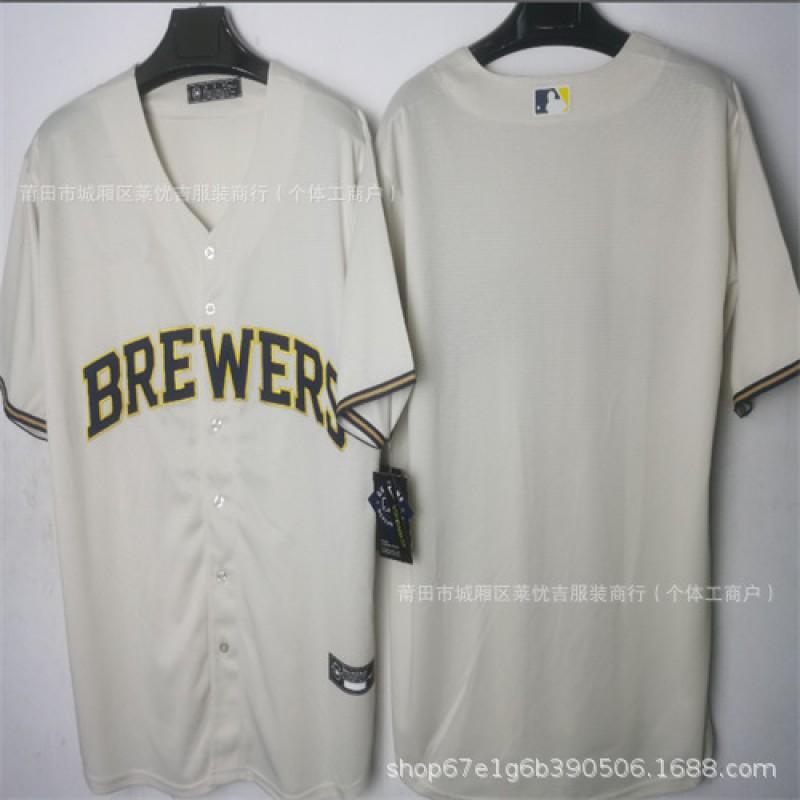 Milwaukee Brewers 22 Yelich Baseballtrikot Bestickt Trainingsspiel-Uniform Herren Damen