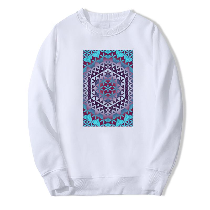 

Свитер Harajuku Толстовка с круглым вырезом Красивый цветок жизни с узором и принтом Модный свободный белый топ большого размера Xs-5Xl