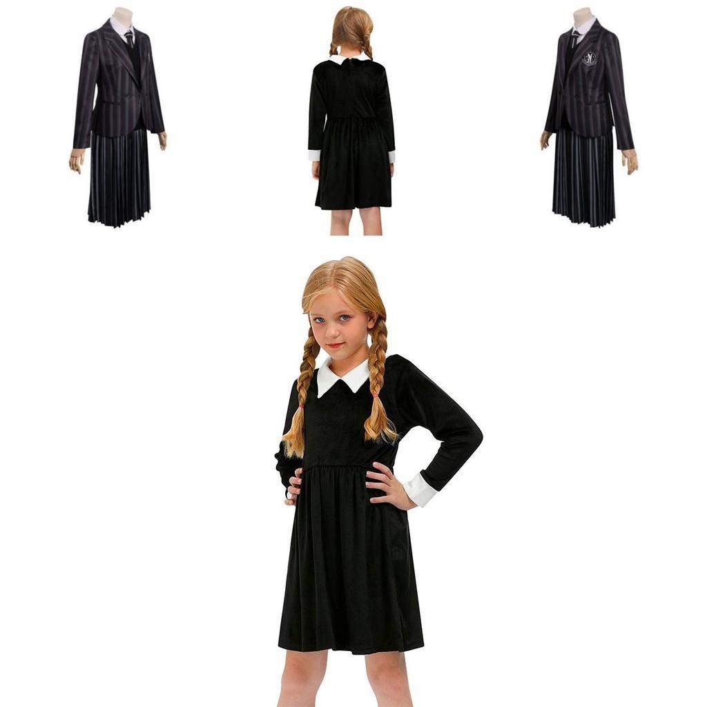 Wednesday Addams School Uniform Girls Kids Dress Cosplay Halloween Xmas Party