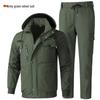 Men's Fleece-Lined Camouflage Workwear Set - Thick, Warm, Dirt & Wear-Resistant, Cold-Proof Cotton for Autumn/Winter.