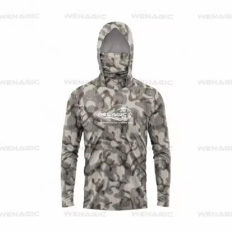 Men's Sunscreen Upf50 + Long-sleeved Camouflage Fishing Wear Anti-UV Mask Hooded
