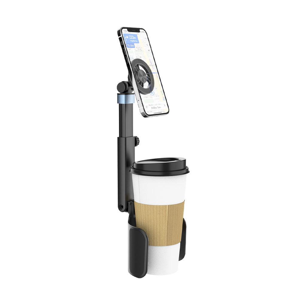 Magnetic Car Cup Holder & Phone Mount with Multi-functional Adjustment