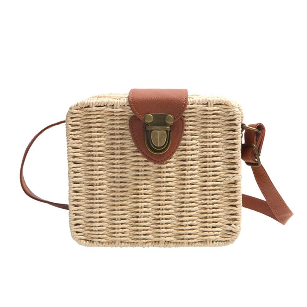 Ethnic Style Rattan Weave Bag Bohemian Beach Bag Casual Straw Shoulder Bag  Messenger Bags