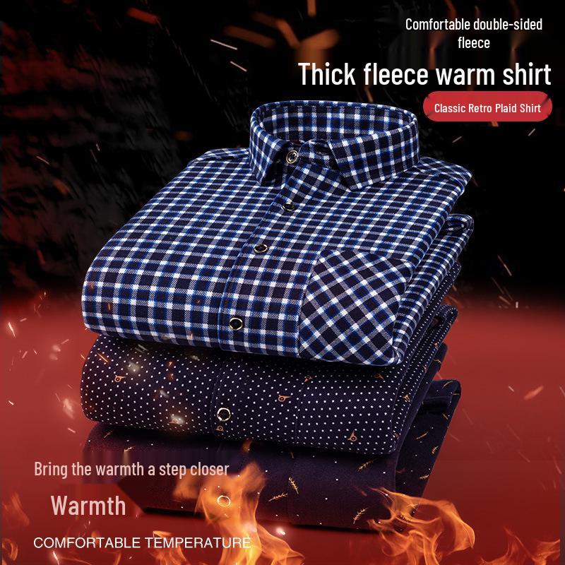 Cămașă groasă cu carouri și căptușeală din fleece pentru bărbați pentru Toamnă/Iarnă – Opțiuni multicolor disponibile