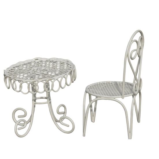 Yousheng Dollhouse Miniature Bistro Table/Chairs/Beach Umbrella Accessories, Metal 1:12 Scale Miniatures, Outdoor Coffee/Tea Furniture, Fairy Garden