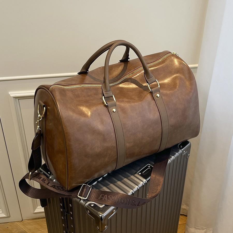 Retro European and American style short-distance travel bag autumn and winter simple solid color business travel luggage handbag student accommodation