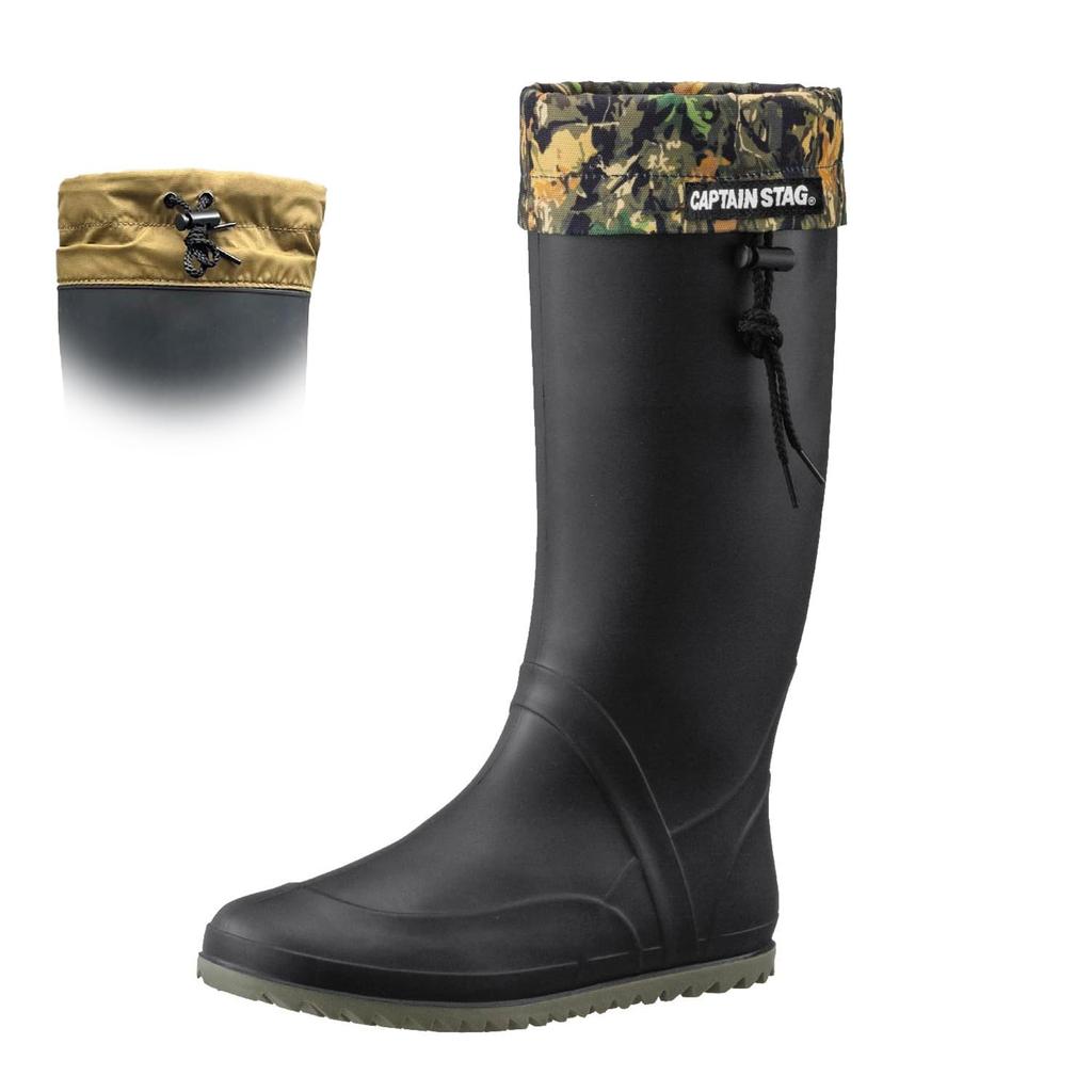 Work Shoes Captain Stag Rain Boots Black LL 2E [Fukuyama Rubber] #Rollable