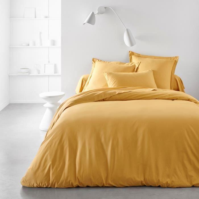 Drap Housse Uni - TODAY - ESSENTIAL - Jaune - 160x200 Cm - Coton 100%