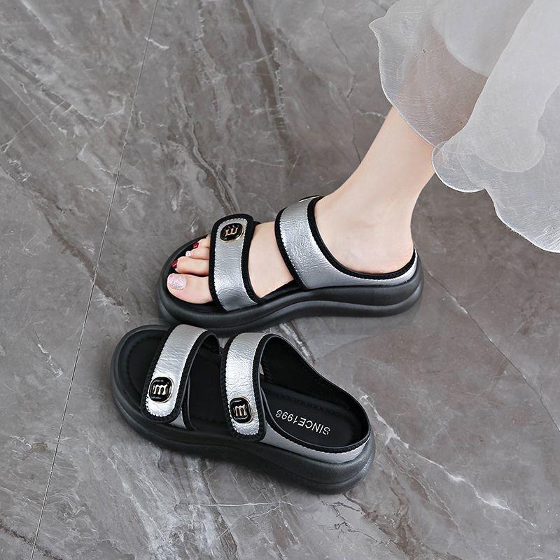 With Skirt Velcro Slippers Women's Summer Wear New Soft-soled Non-slip Not Tired Beach Shoes