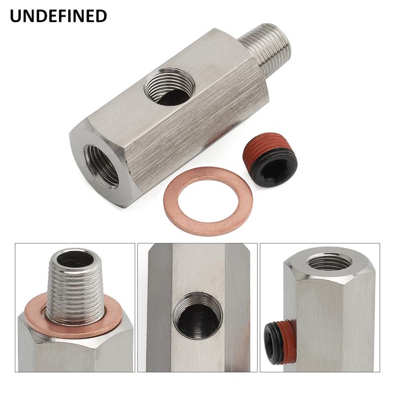 Stainless Steel 1/8'' NPT Oil Pressure Sensor Sendor Tee Adapter to 1/8 NPT Gauge T-Piece Car Accessories
