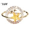 Star Planet Brooch Rhinestone Pin, Hollow Badge Decorative Secure Pin Jewelry, Clothing Accessory for Suits Coats Scarves Shawls Bags Elegant