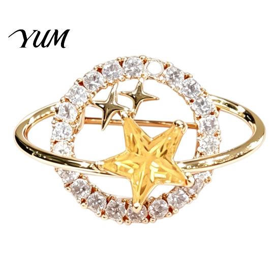 Star Planet Brooch Rhinestone Pin, Hollow Badge Decorative Secure Pin Jewelry, Clothing Accessory for Suits Coats Scarves Shawls Bags Elegant