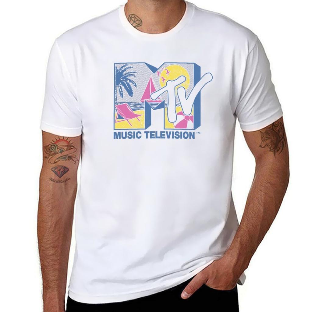 Mtv Tropical Beach Neon Fill Logo Tshirt Unisex T Shirt Cotton 100 Anime T Shirts For Unisex Tshirt