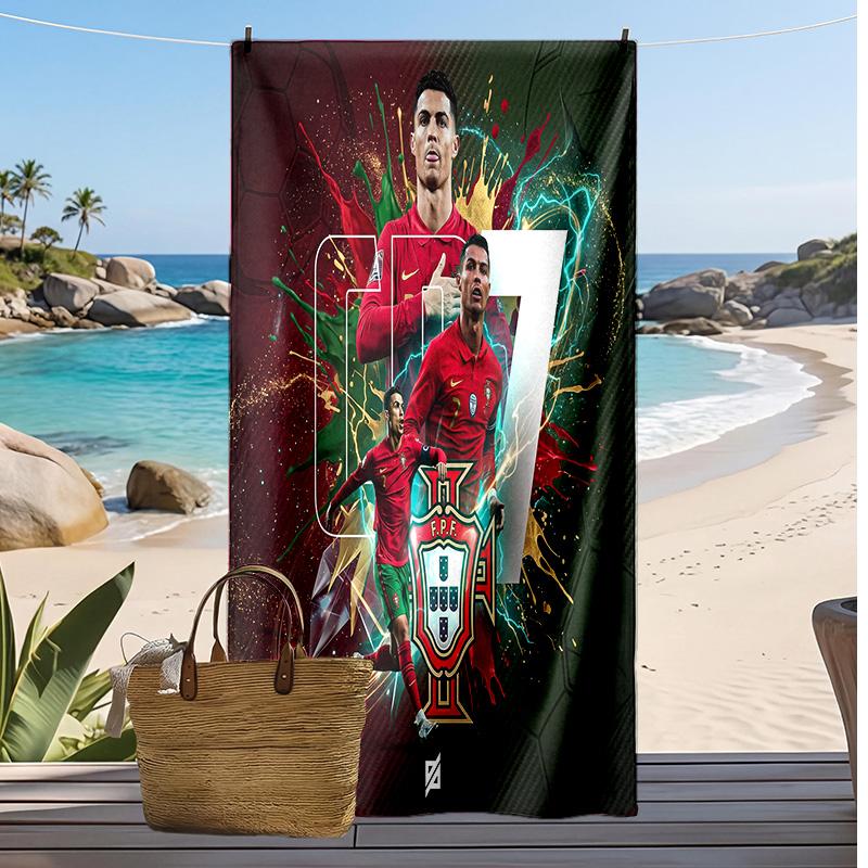 Asciugamano da Spiaggia Stampa Calcio Portogallo Asciugatura Rapida Super Assorbente Morbido Asciugamano da Bagno per Nuoto Spiaggia Viaggio Souvenir Regalo
