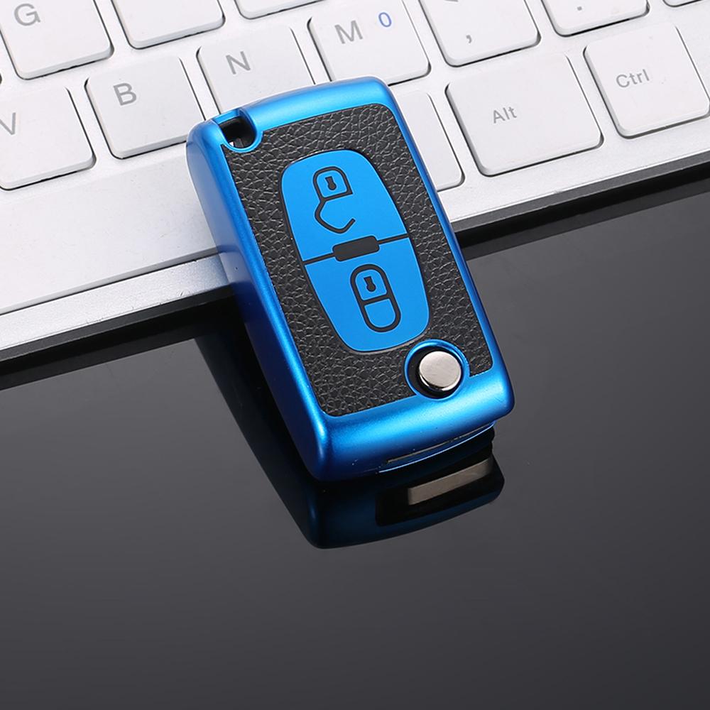 For Peugeot 206 307 407 607 For Citroen C2 C3 C4 C5 C6 Car 2/3 Button Key Cover Case Bag Shell Holder Protector Keychain