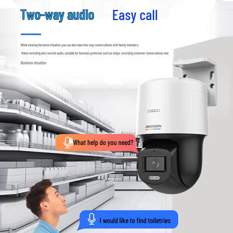 HIKVISION Telecamera di Sicurezza di Rete PTZ Full-Color 4MP PoE spina CN (adattatore incluso)