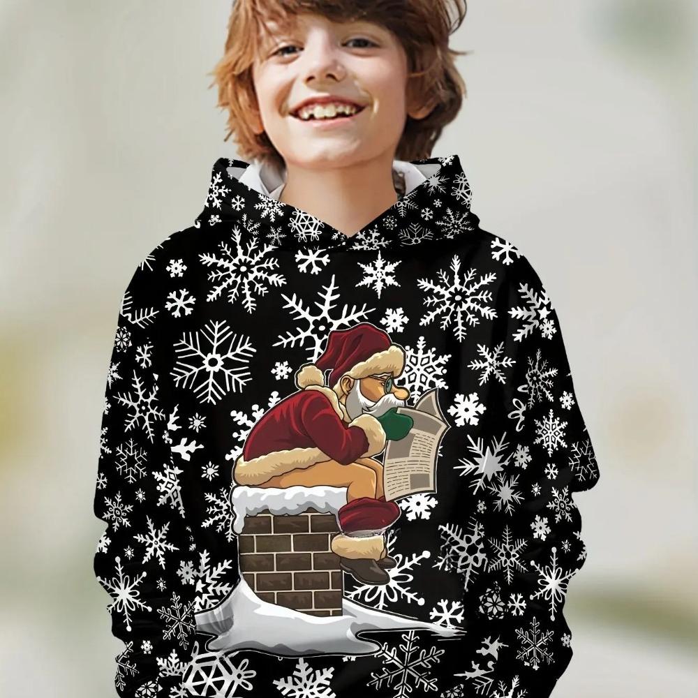 Children's Christmas and Halloween Series 3D Digital Printed Boys' Hip Hop Personality Hooded Sweatshirt