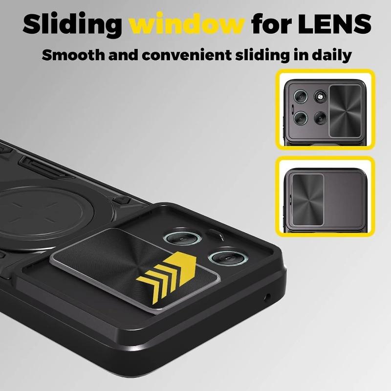 Für Moto Edge 70 Hülle Stoßfeste Armor Slide Kamera Schutz Rückabdeckung für Motorola Edge70 X70 Air Magnetischer Ring Halter Abdeckung