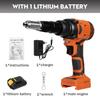 10000N Rivet Nut Guns Drill Insert Nut Pull Riveting Tool With LED Light Cordless Electric Rivet Gun