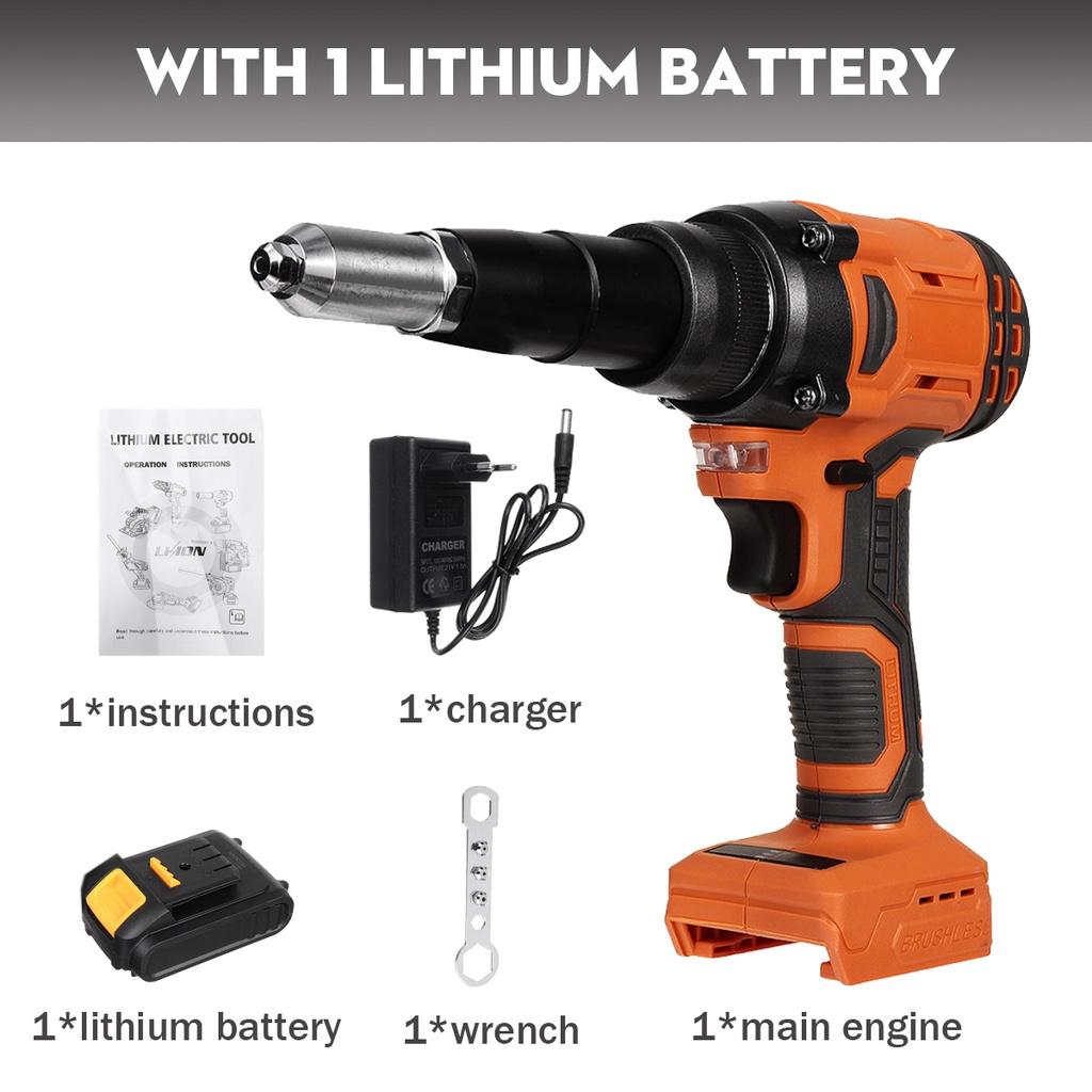 10000N Rivet Nut Guns Drill Insert Nut Pull Riveting Tool With LED Light Cordless Electric Rivet Gun