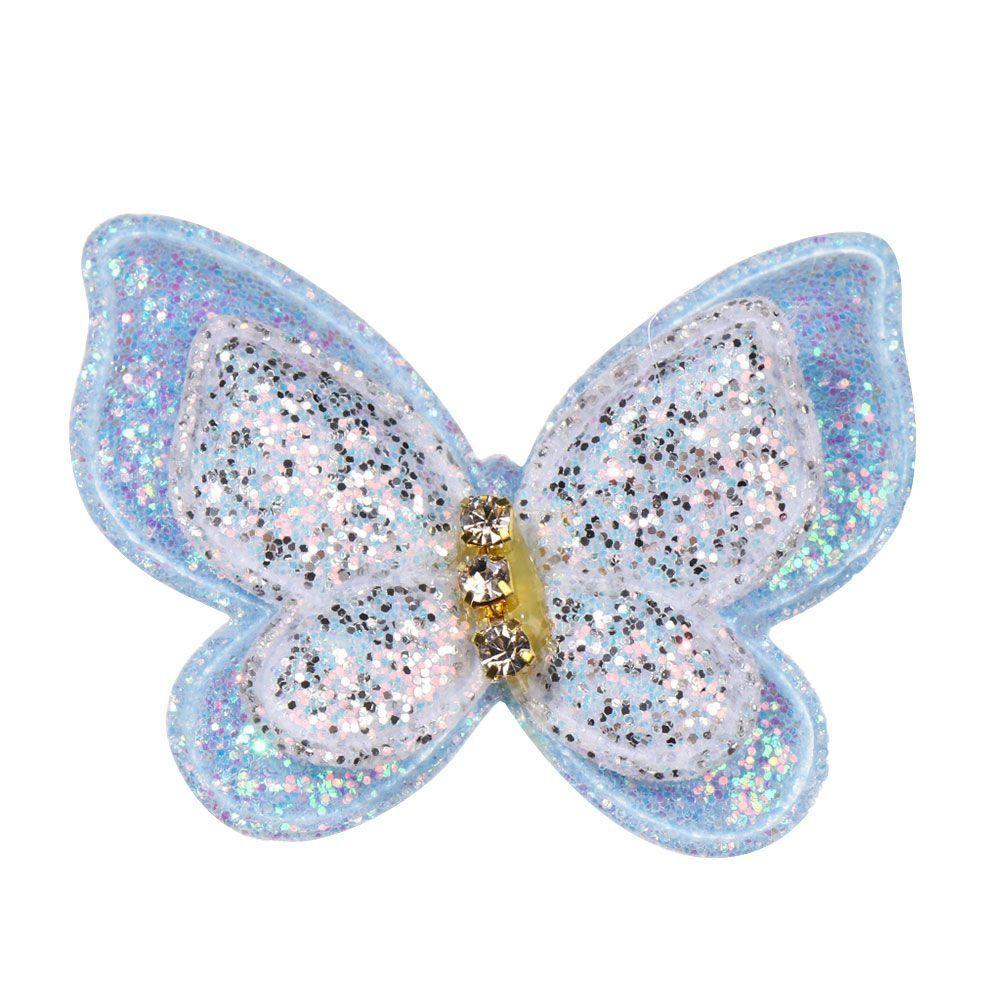 10 Stück 44x35mm Netz Glitzer Schmetterlingsaufnäher Doppellagige Kleideraufnäher Hut Schuhe Nähen