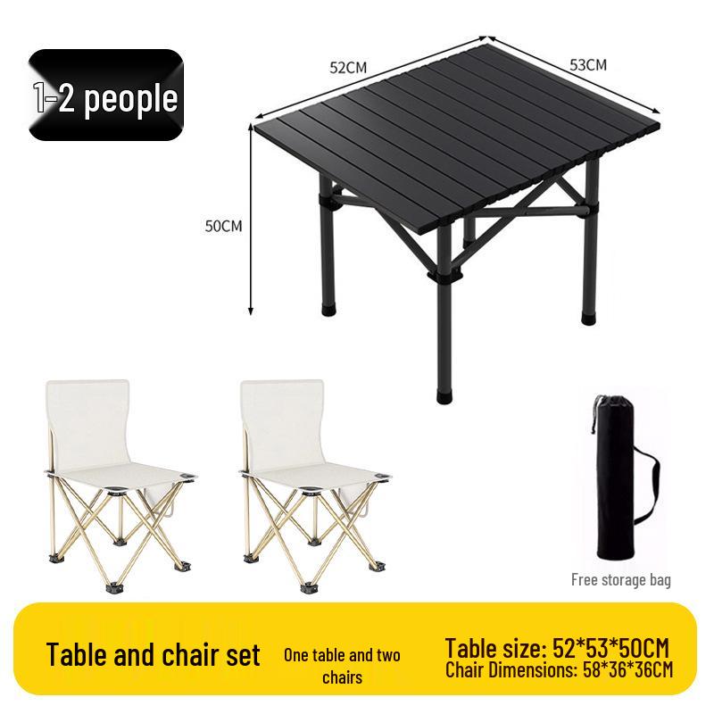 Outdoor Portable Folding Table & Chairs Set - Lightweight Roll-Up Table with Camping Seats