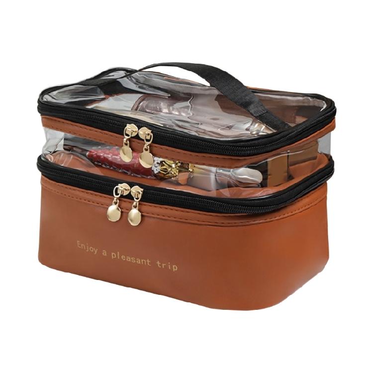 Portable Beauty Storage Case Elegant Make Up Organizers with Double Layer Convenience for Students and Travellers