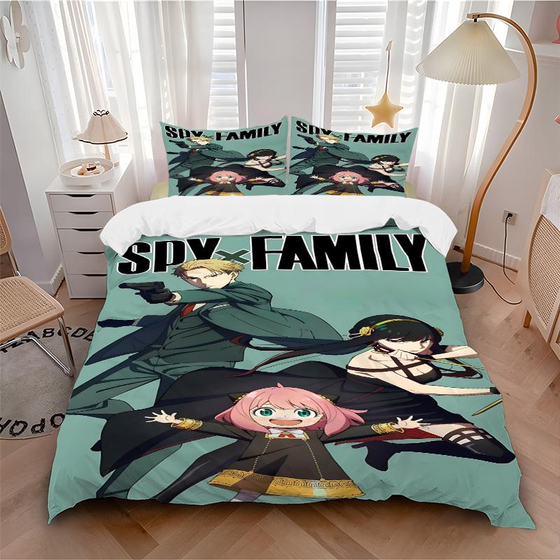 Spy Family Adventure Print 3Pcs Bedding Setduvet Cover With 2 Bedropillowcase Home Birthday Gift